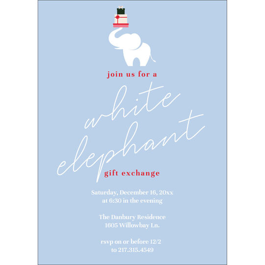 White Elephant Gift Exchange Invitations